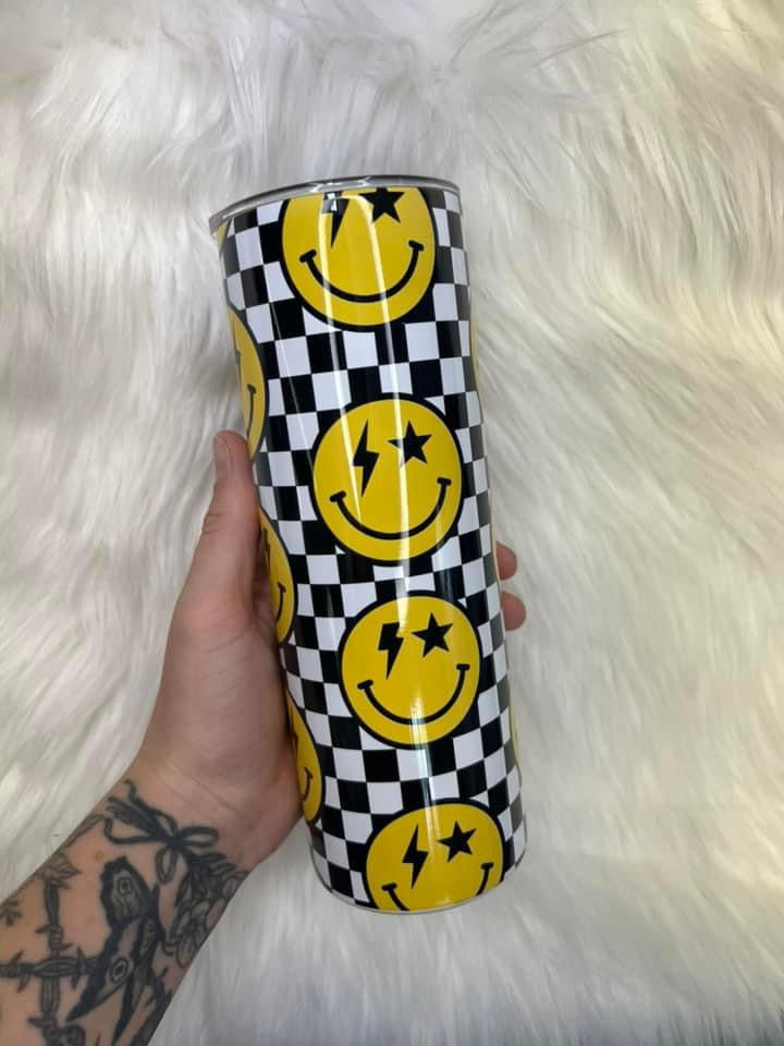 Checkered Smiley Tumbler