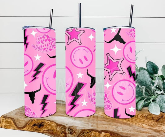 Pink Western Collage Tumbler