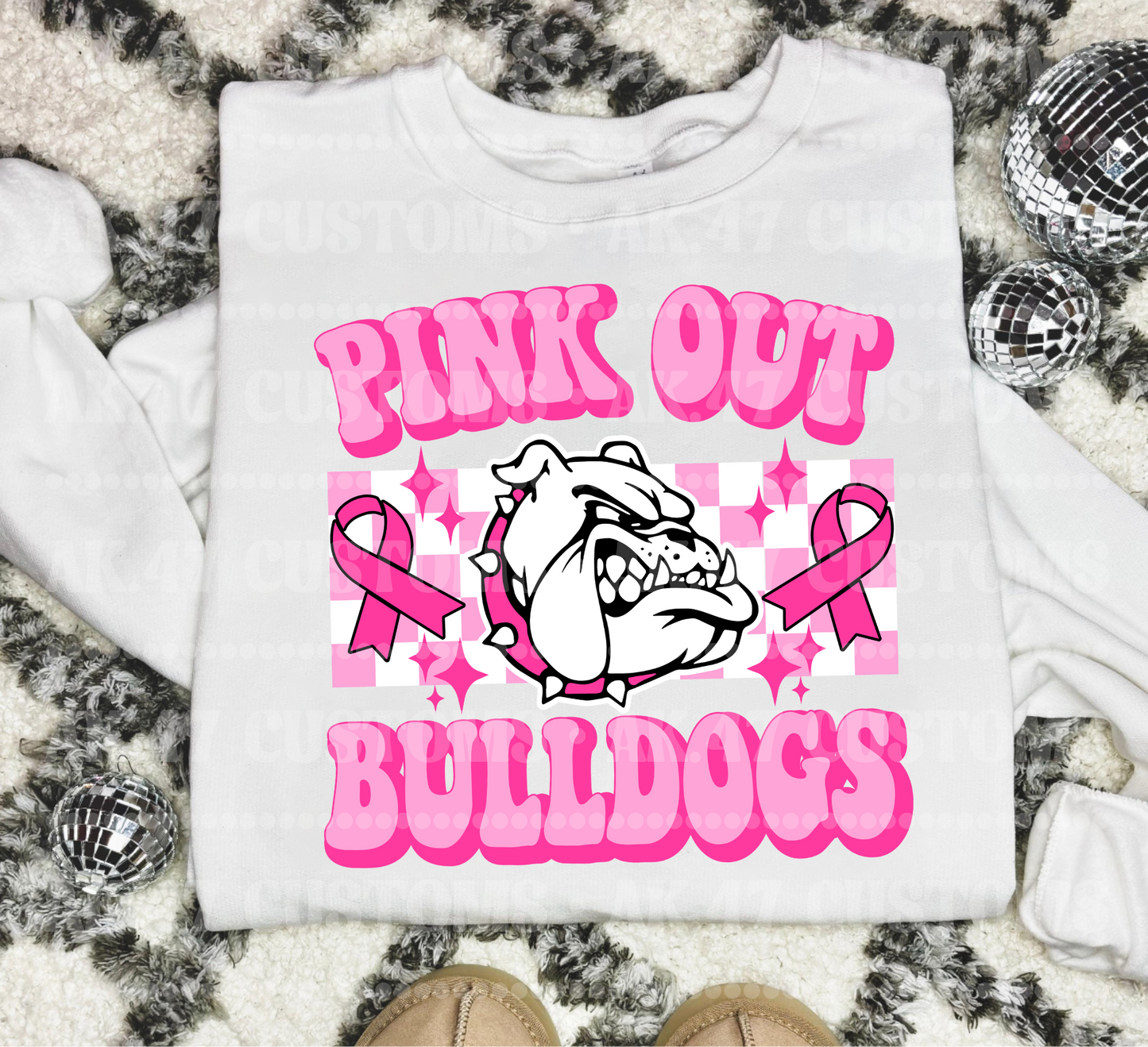 Pink Out Mascot Checkered