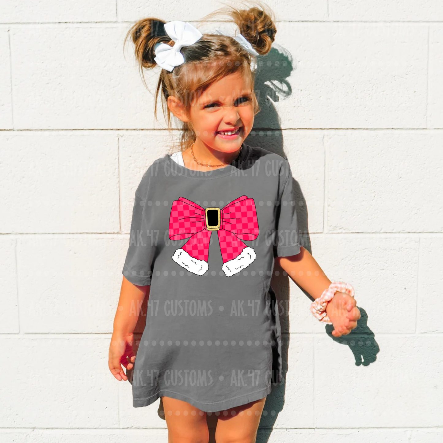Pink Santa Bow