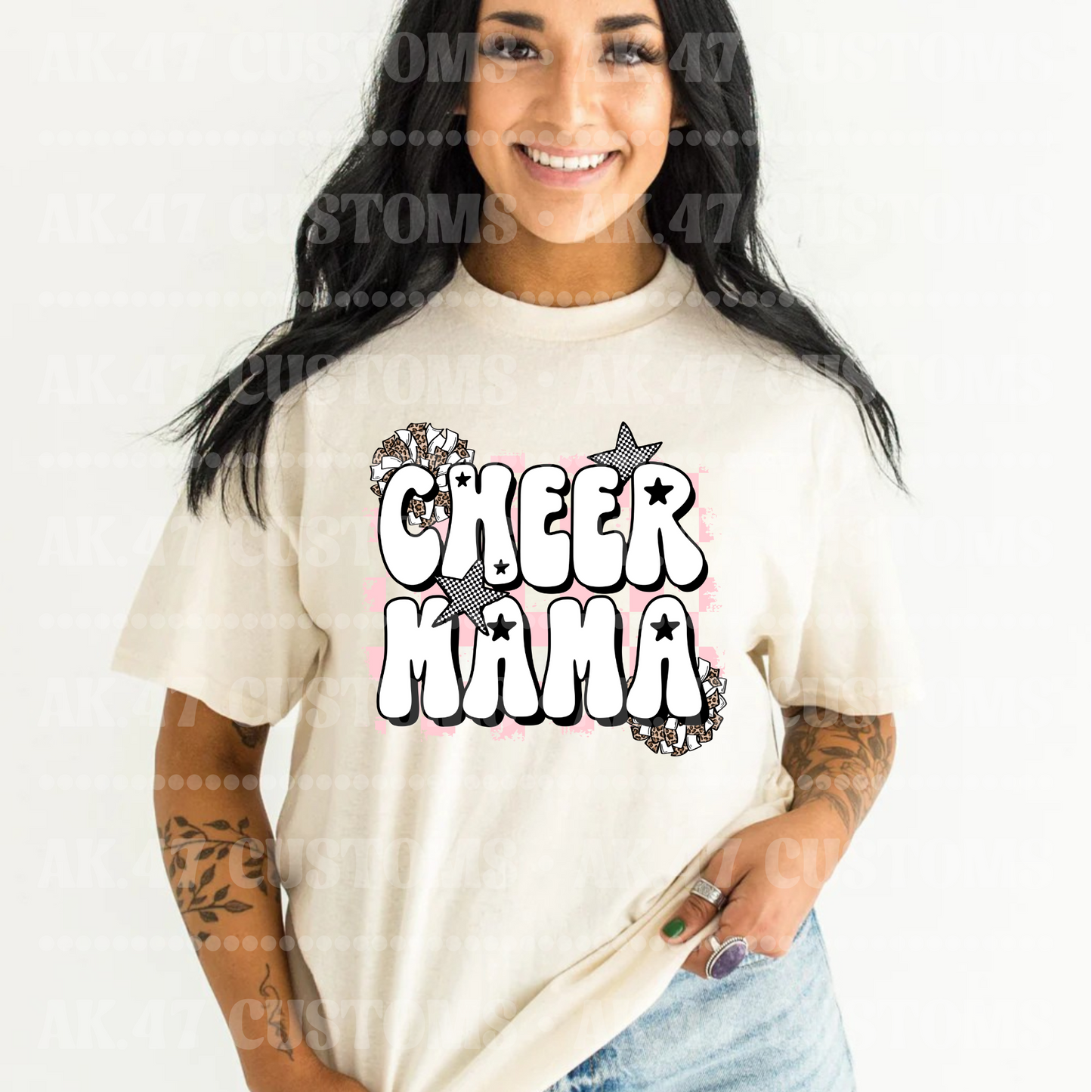 Pink Checkered Cheer Mama
