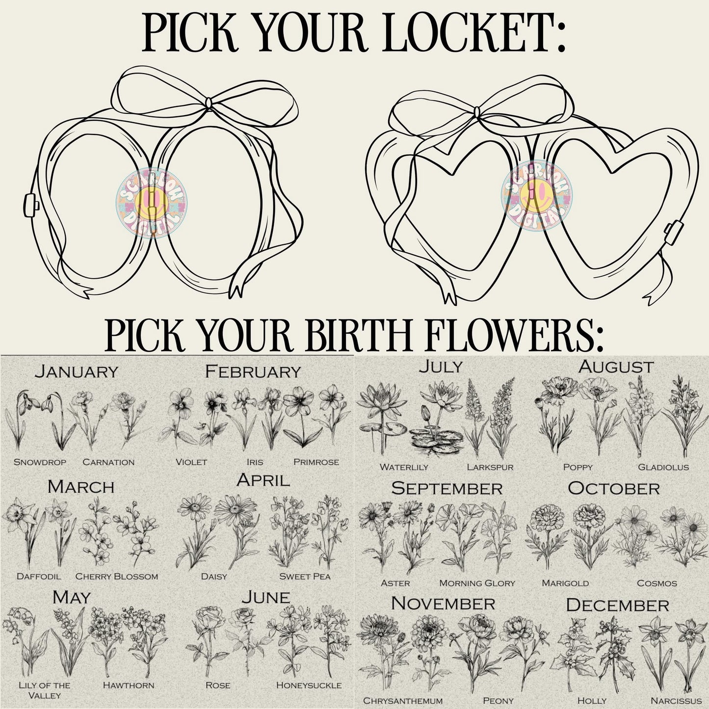 Birth Flower Locket